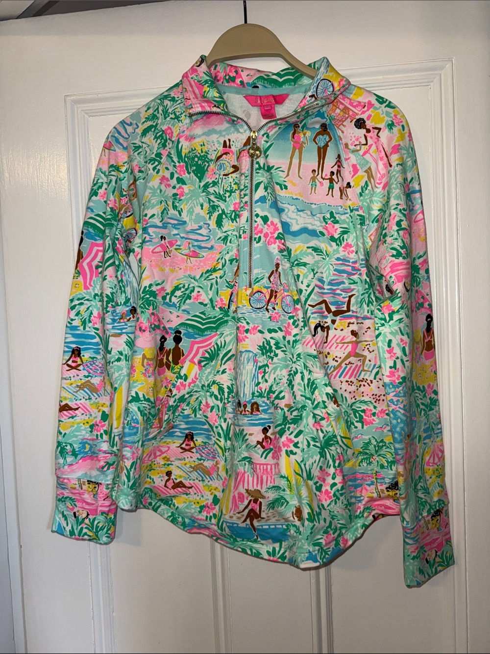Lilly Pulitzer Popover Skipper “let’s get together” XS nwot pink half zip